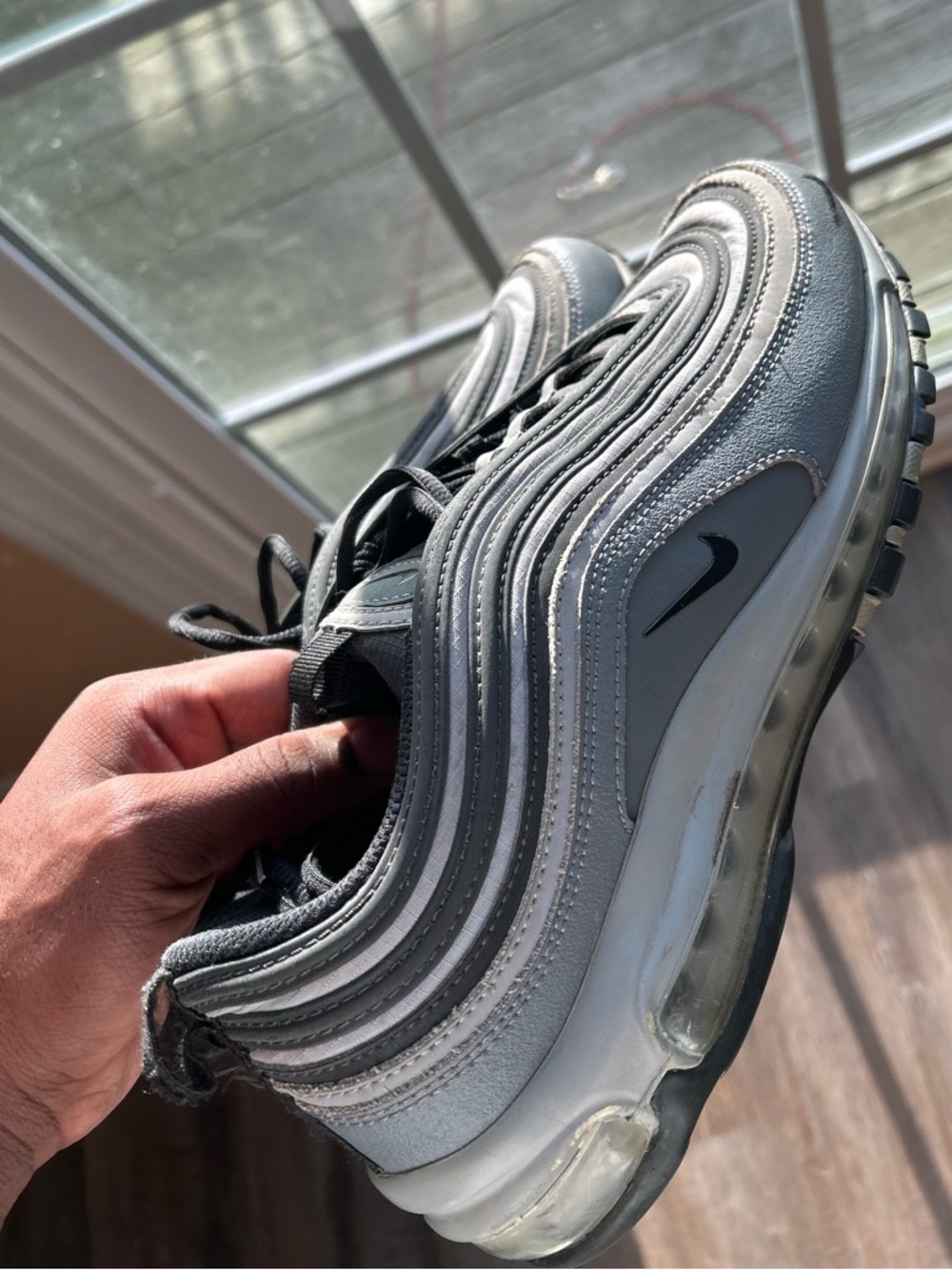 Nike Men's Silver and Black Air Max 97 Sneakers